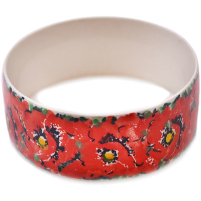 Polish Pottery Bracelet 2&quot; Savvy Scarlet UNIKAT