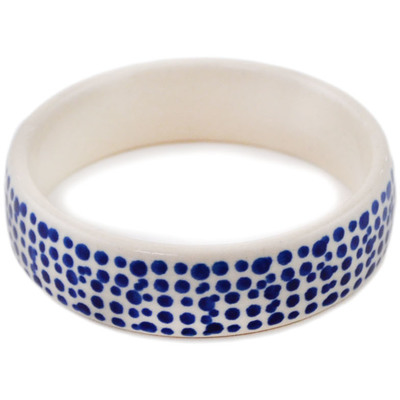 Polish Pottery Bracelet 3&quot; Blue Polka Dots
