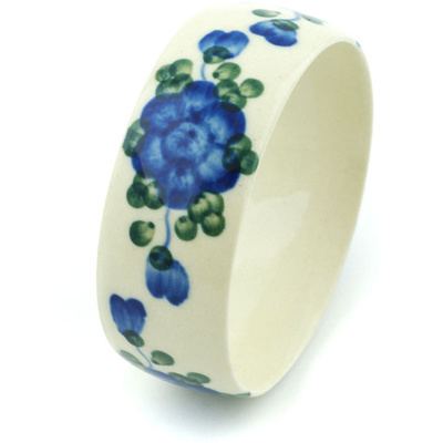 Polish Pottery Bracelet 3&quot; Blue Poppies