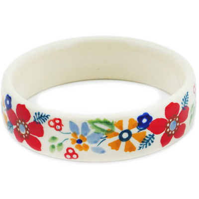 Polish Pottery Bracelet 3&quot; Summer Bouquet UNIKAT