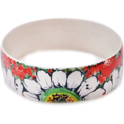 Polish Pottery Bracelet 3&quot; Sweet Red Petals UNIKAT