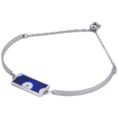 Ceramic, Metal Bracelet 5&quot; Blue Eyes