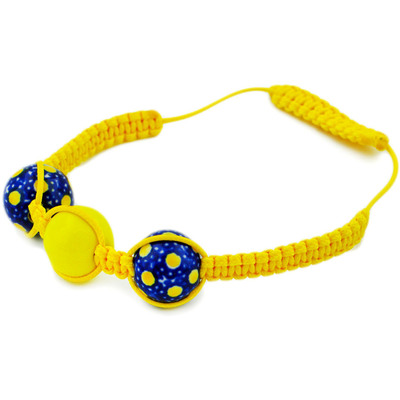 Polish Pottery Bracelet 5&quot; Yellow Dots