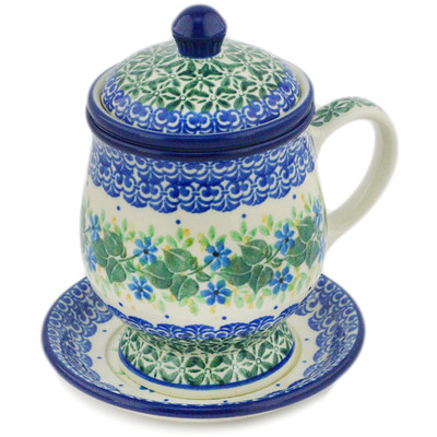 Polish Pottery Brewing Mug 10 oz Aster Wreath