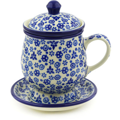 Polish Pottery Brewing Mug 10 oz Blue Confetti
