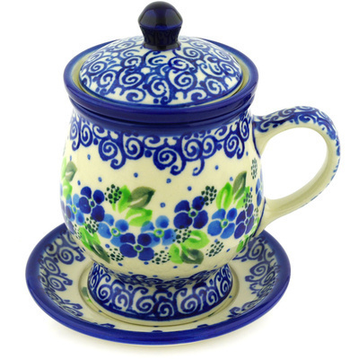 Polish Pottery Brewing Mug 10 oz Blue Phlox