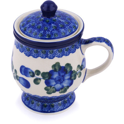 Polish Pottery Brewing Mug 10 oz Blue Poppies