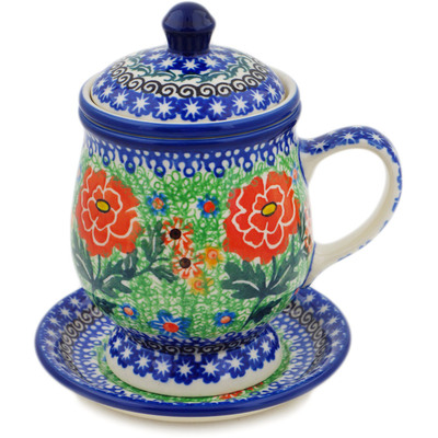 Polish Pottery Brewing Mug 10 oz Bold Carnation UNIKAT