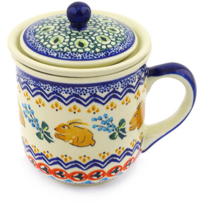 Polish Pottery Brewing Mug 10 oz Bunny Trail