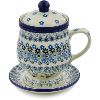 Polish Pottery Brewing Mug 10 oz Delicate Blue Composition