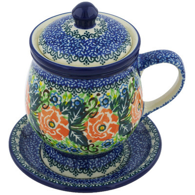 Polish Pottery Brewing Mug 10 oz Floral Crown UNIKAT
