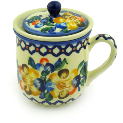 Polish Pottery Brewing Mug 10 oz Lace Collar UNIKAT