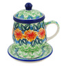Polish Pottery Brewing Mug 10 oz Marigold Chain UNIKAT