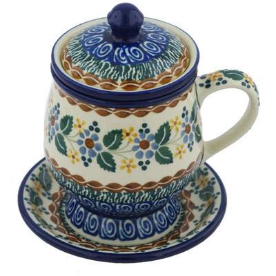 Polish Pottery Brewing Mug 10 oz Marvellous Motif UNIKAT