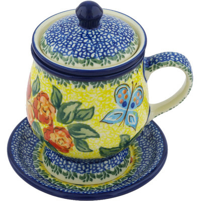 Polish Pottery Brewing Mug 10 oz Matisse Flowers UNIKAT