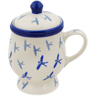 Polish Pottery Brewing Mug 10 oz Soaring Swallows UNIKAT