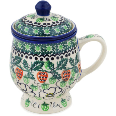 Polish Pottery Brewing Mug 10 oz Strawberries And Cream UNIKAT