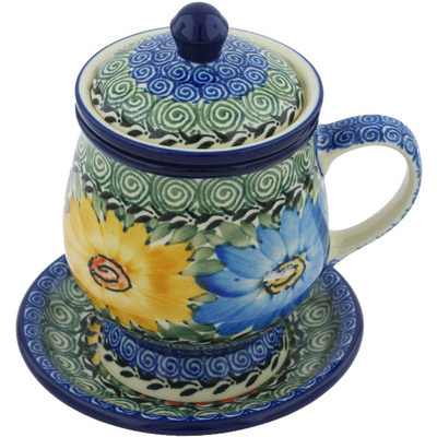 Polish Pottery Brewing Mug 10 oz Summer Dance UNIKAT