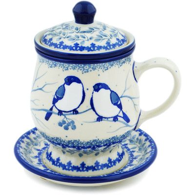 Polish Pottery Brewing Mug 10 oz Waiting Birds UNIKAT