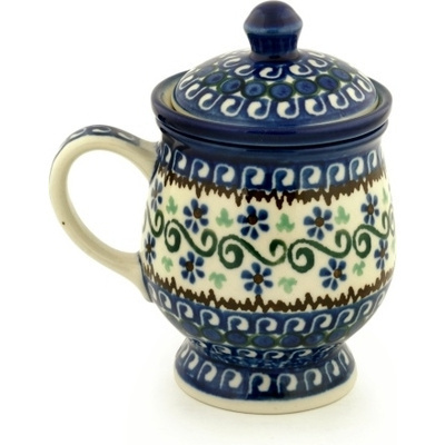 Polish Pottery Brewing Mug 10 oz Woven Pansies