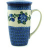 Polish Pottery Brewing Mug 13 oz Blue Poppies