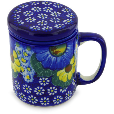 Polish Pottery Brewing Mug 13 oz Floral Fruit Basket UNIKAT