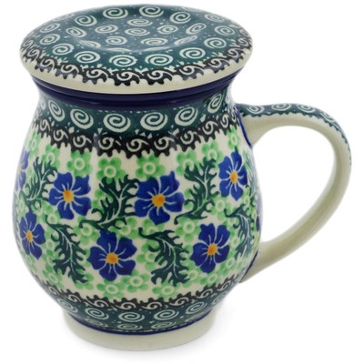 Polish Pottery Brewing Mug 14 oz Swirling Emeralds