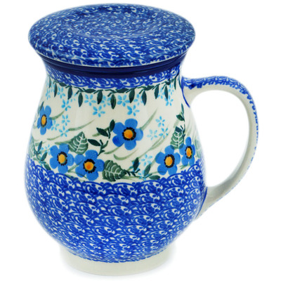 Polish Pottery Brewing Mug 16 oz Blue Joy