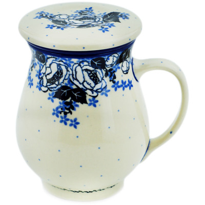 Polish Pottery Brewing Mug 16 oz Flowers At Dusk