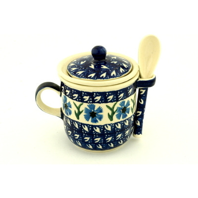 Polish Pottery Brewing Mug with Spoon 10 oz