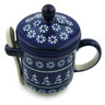 Polish Pottery Brewing Mug with Spoon 12 oz Winter Night