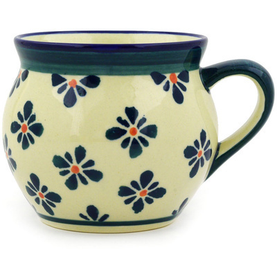 Polish Pottery Bubble Mug 10 oz Black Gangam Flower