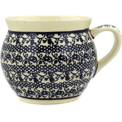 Polish Pottery Bubble Mug 10 oz Black Lace