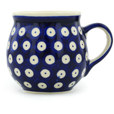 Polish Pottery Bubble Mug 10 oz Blue Eyed Peacock