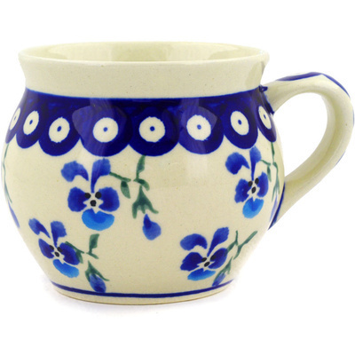 Polish Pottery Bubble Mug 10 oz Cobalt Pansy