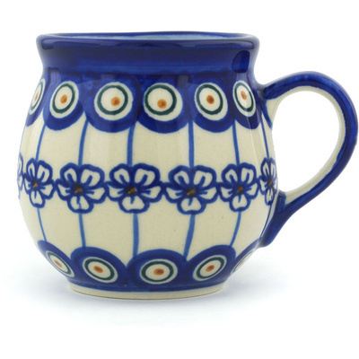 Polish Pottery Bubble Mug 10 oz Flowering Peacock