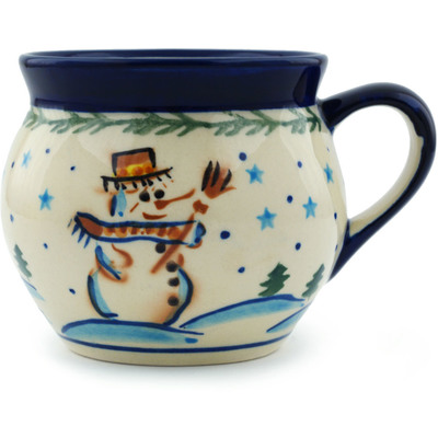 Polish Pottery Bubble Mug 10 oz Friendly Snowmen