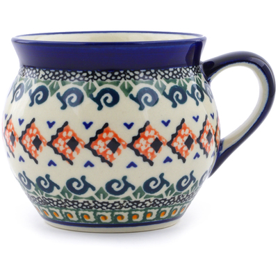 Polish Pottery Bubble Mug 10 oz Green Mosaic UNIKAT