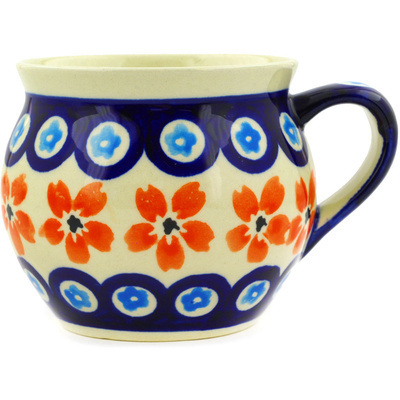 Polish Pottery Bubble Mug 10 oz Hawaiin Peacock