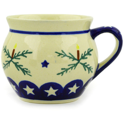 Polish Pottery Bubble Mug 10 oz Holly Stars