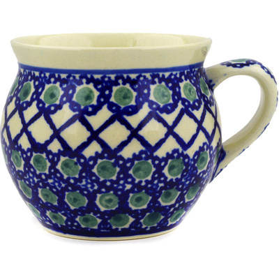 Polish Pottery Bubble Mug 10 oz Lattice Peacock