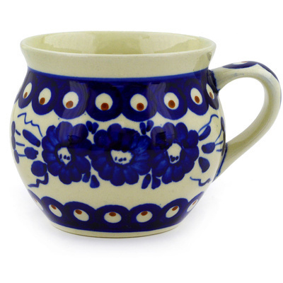 Polish Pottery Bubble Mug 10 oz Mardi Gras Peacock