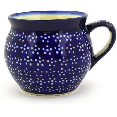 Polish Pottery Bubble Mug 10 oz Midnight Daisies