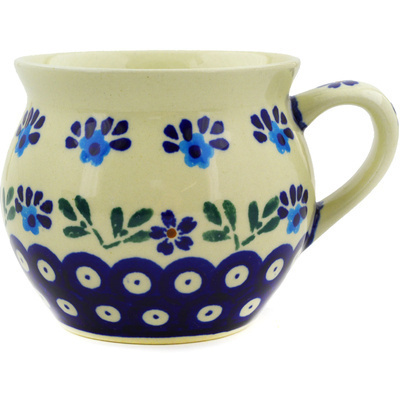 Polish Pottery Bubble Mug 10 oz Muscari Peacock