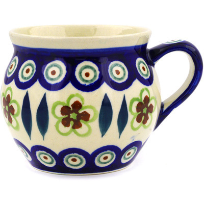 Polish Pottery Bubble Mug 10 oz Peacock Garden