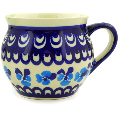 Polish Pottery Bubble Mug 10 oz Poppy Peacock