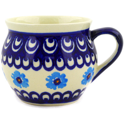 Polish Pottery Bubble Mug 10 oz Poppy Peacock