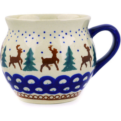 Polish Pottery Bubble Mug 10 oz Reindeer Pines
