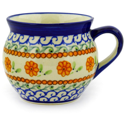 Polish Pottery Bubble Mug 10 oz Sunflower Waves