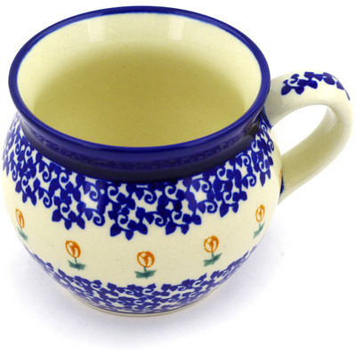 Polish Pottery Bubble Mug 10 oz Tiptoe Through The Tulip